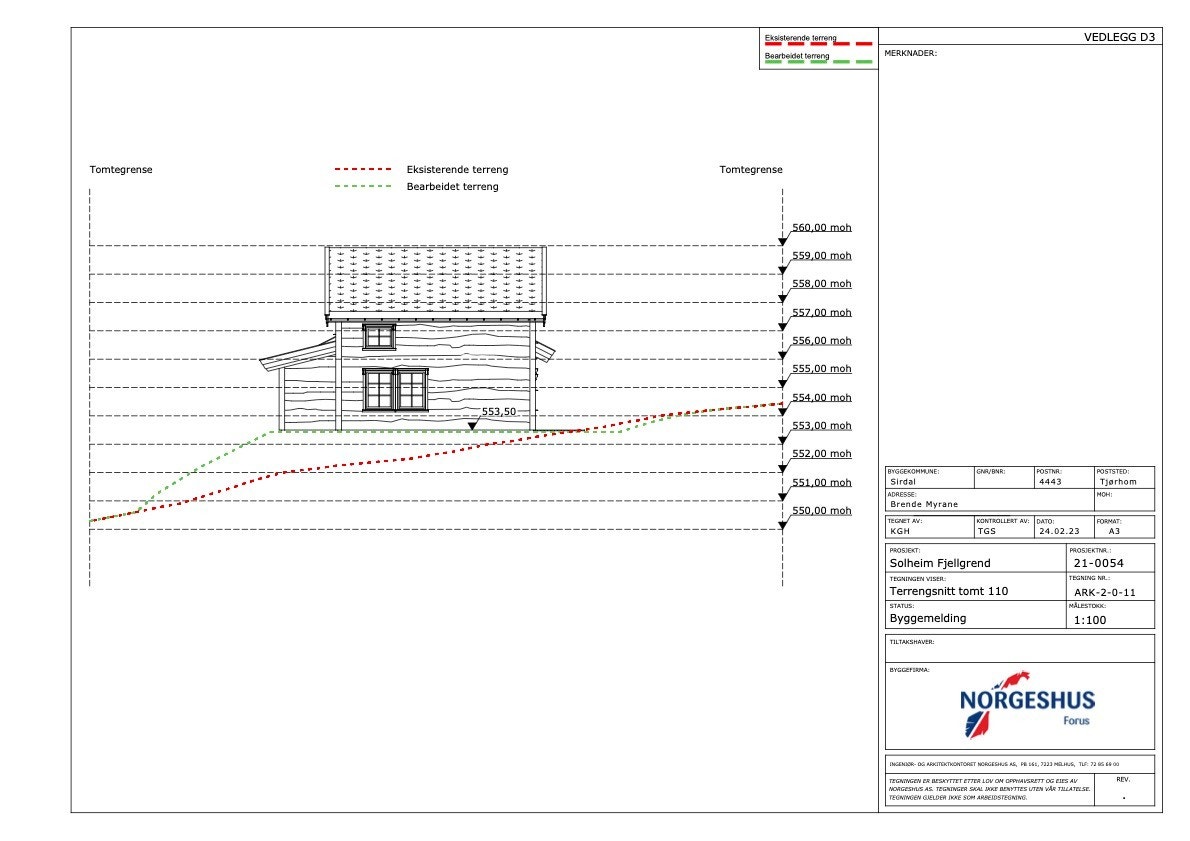 Terrengsnitt tomt 110 Galleribilde