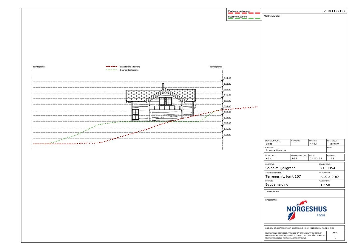 Terrengsnitt tomt 107 Galleribilde