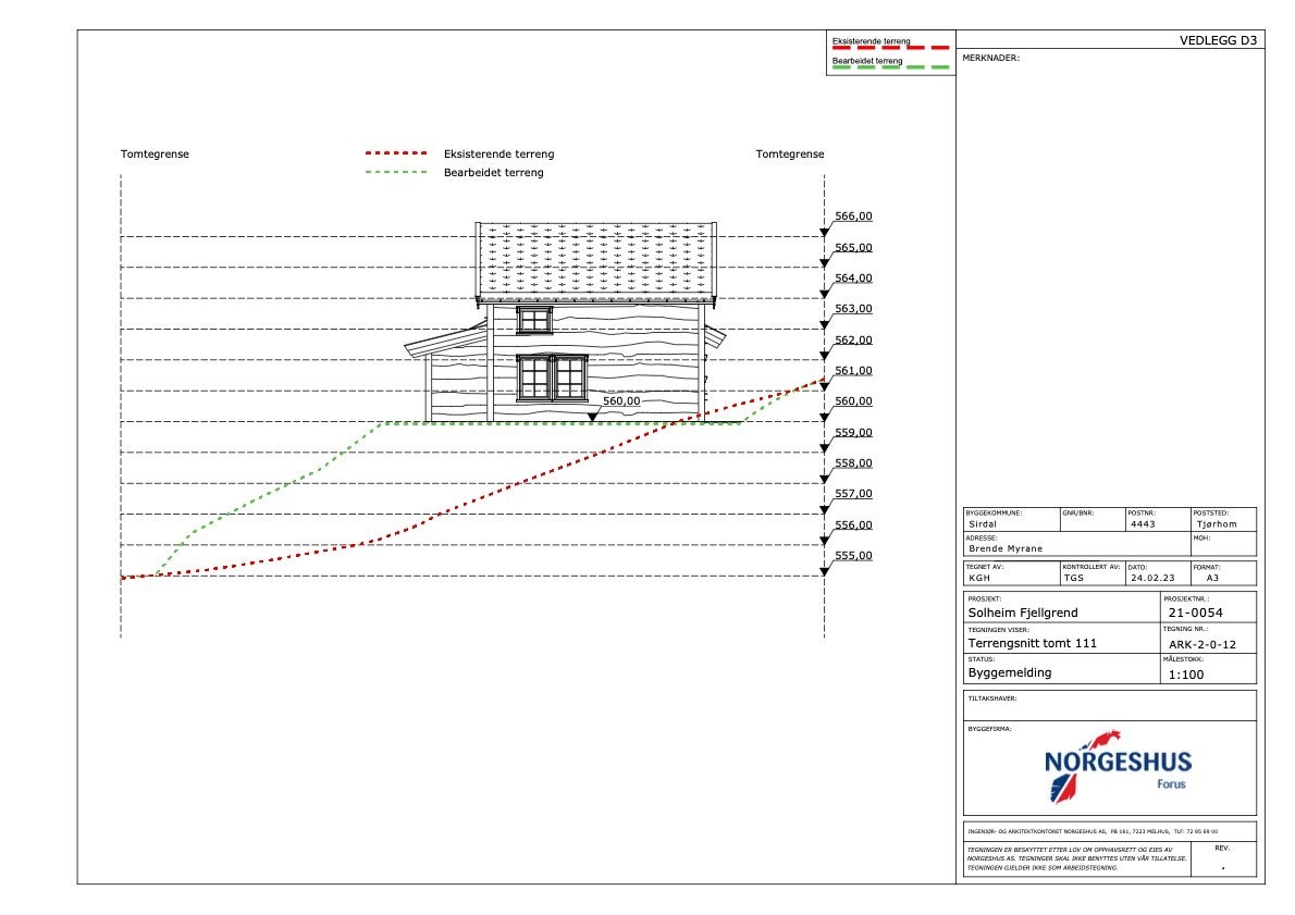 Terrengsnitt tomt 111 Galleribilde