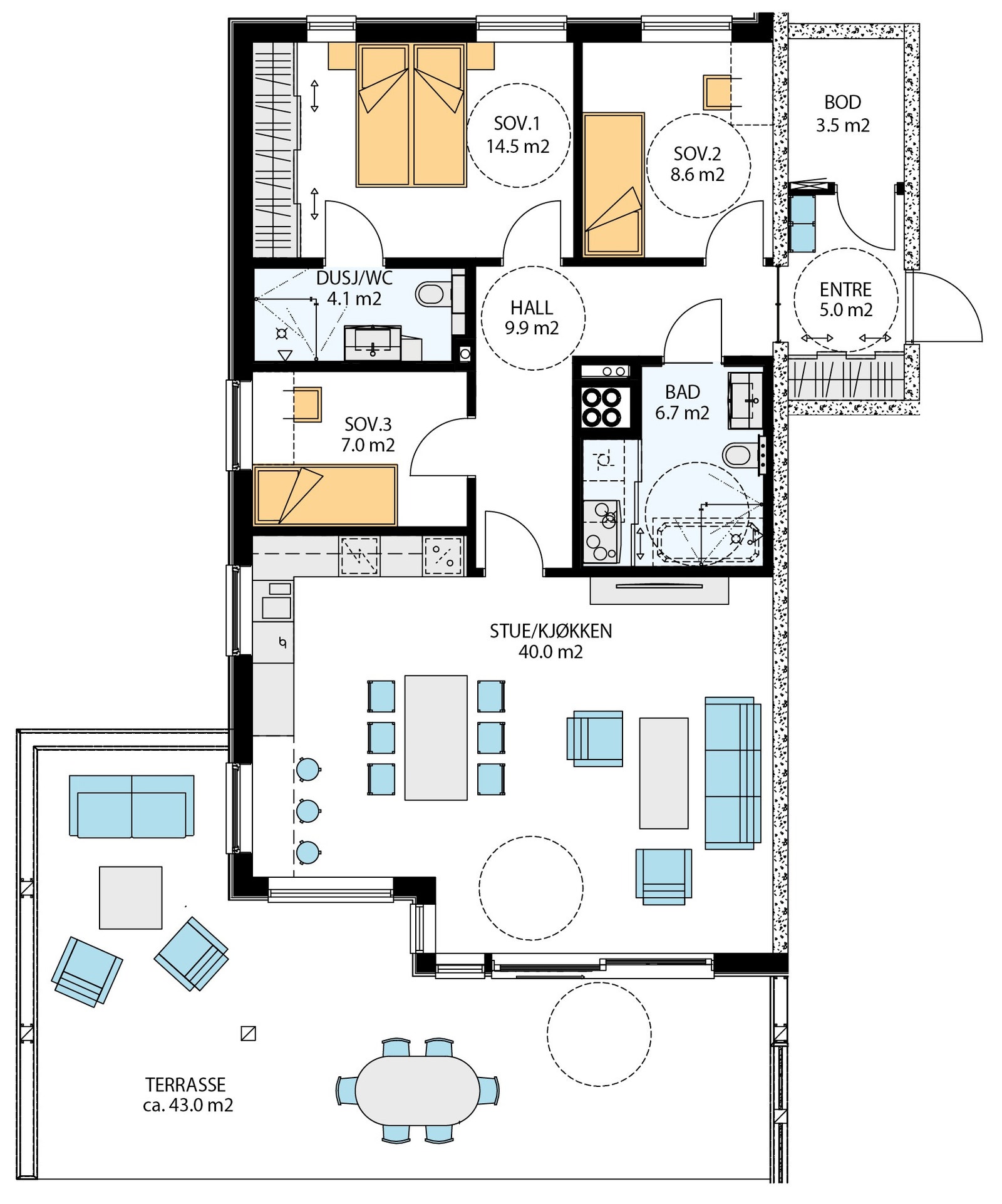 4- roms - blokk 23 og 25 - nr. H0103 (1 etasje) Galleribilde