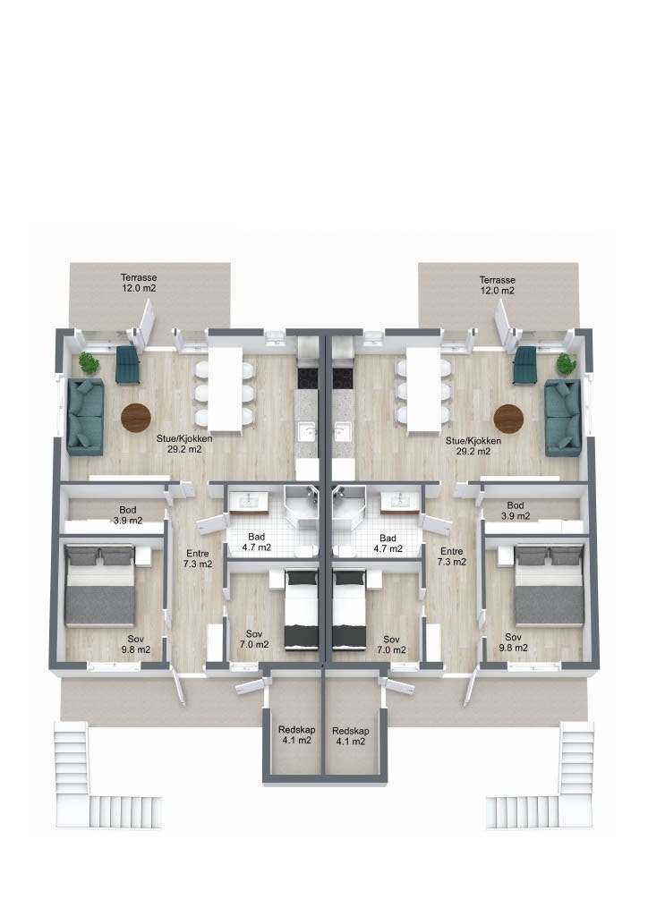 Plantegning leiligheter 1 etasje Galleribilde