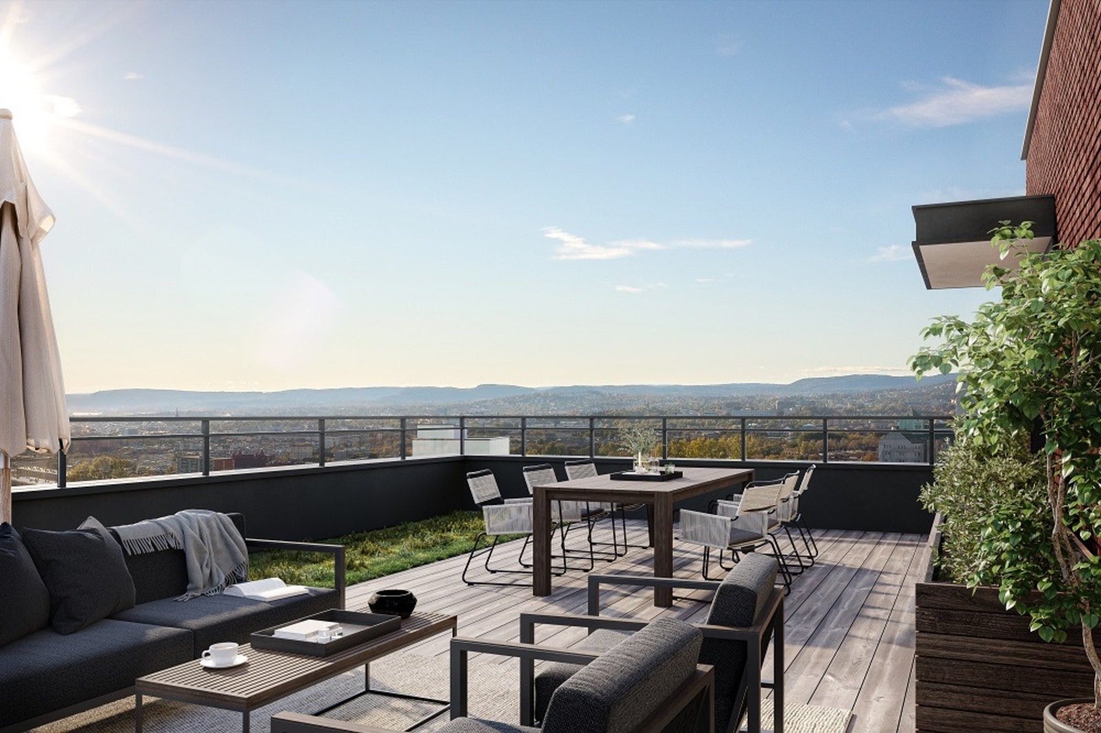 Leilighetene får balkong eller terrasse, mange med fantastisk utsikt Galleribilde