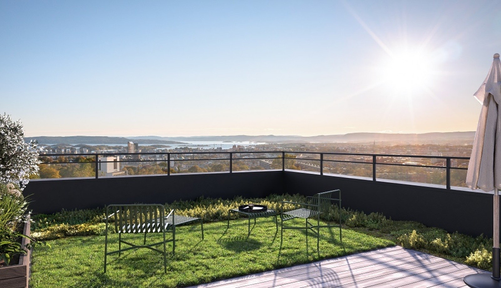 Felles takterrasse høyt over Oslo Galleribilde