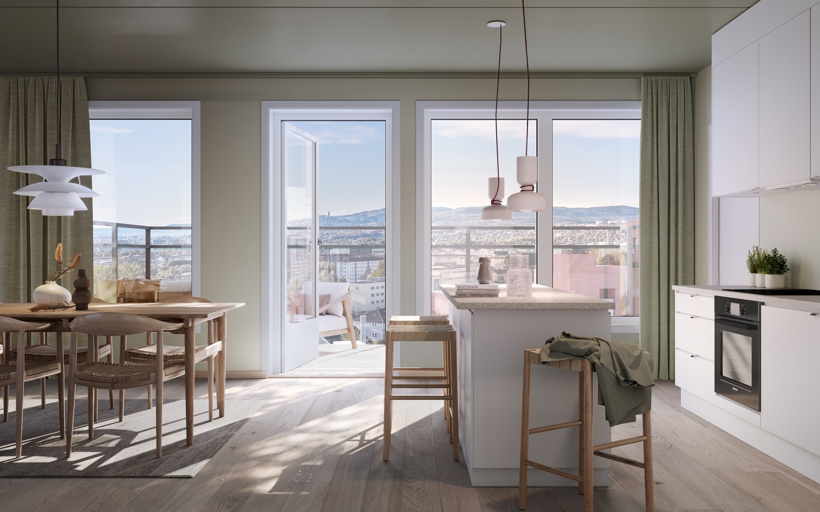 Leilighetene får store vindsflater som gir rikelig med naturlig lys Galleribilde