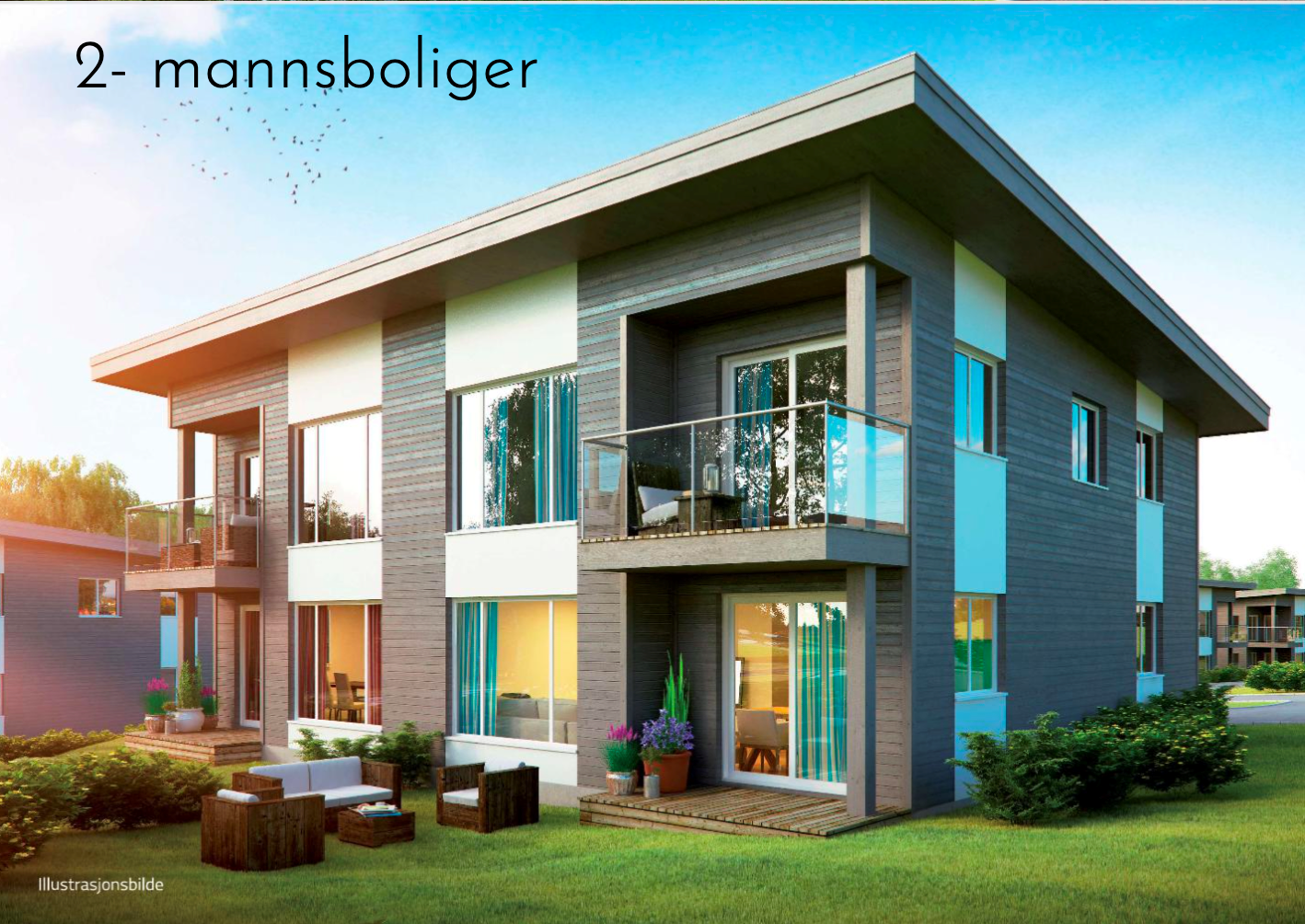Illustrasjon 2-mannsbolig Galleribilde