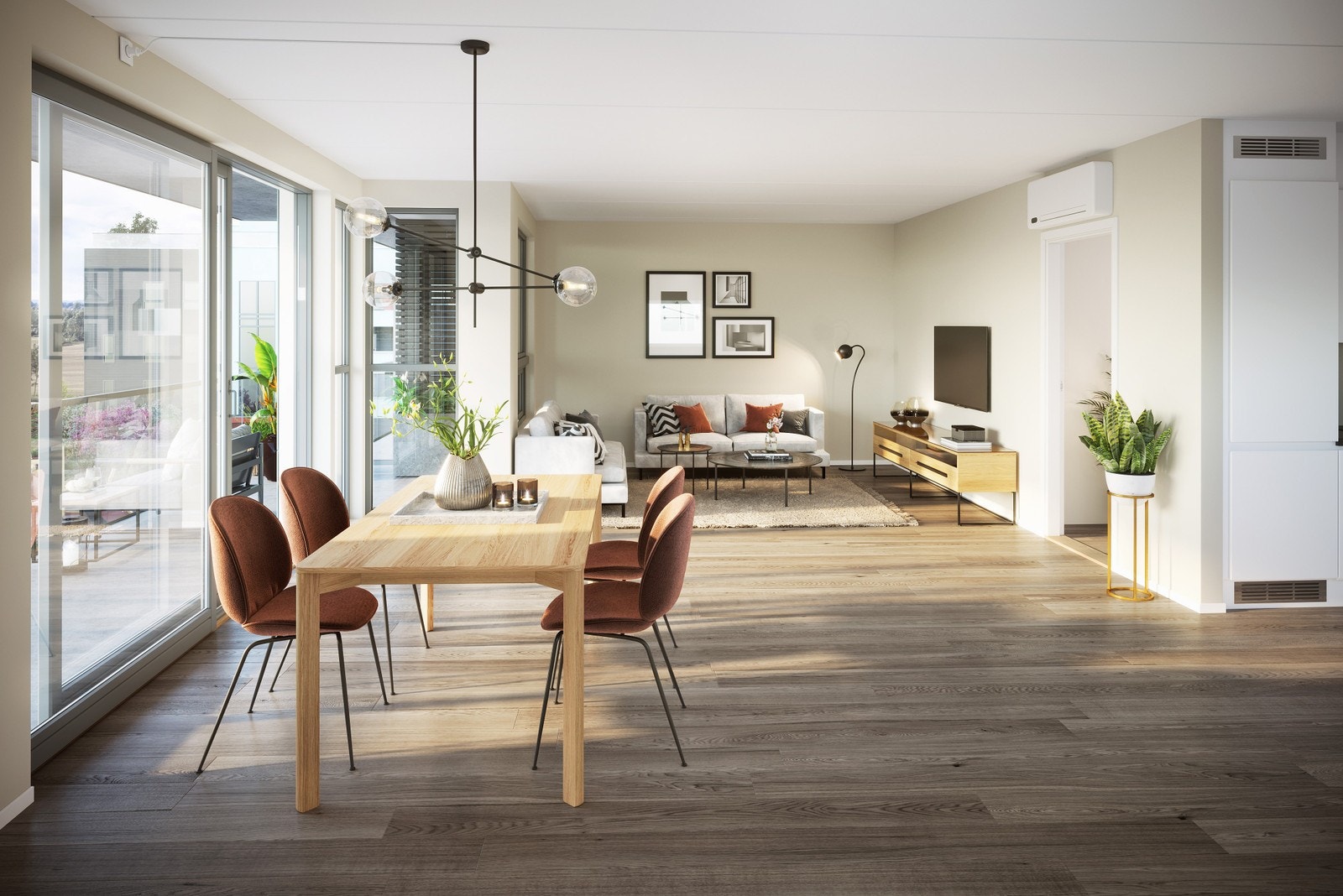 Illustrasjon - stue (3- roms) Galleribilde