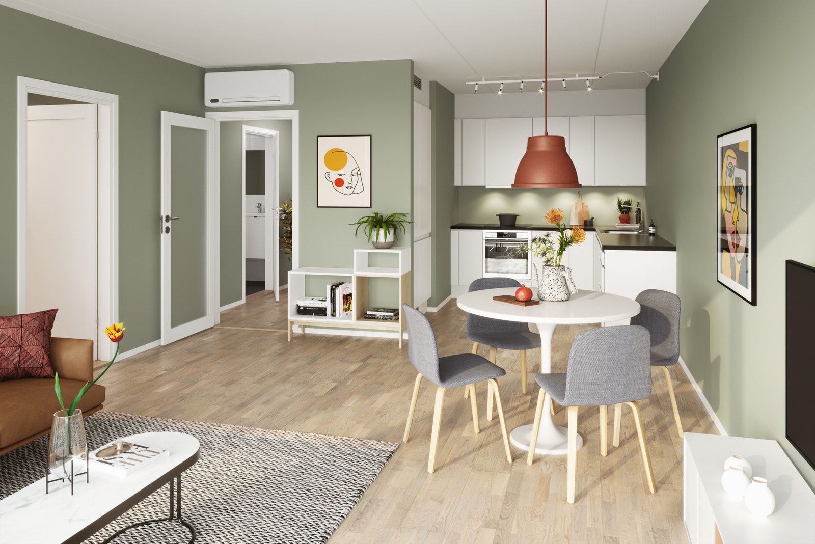 Illustrasjon - stue/ kjøkken (2- roms) Galleribilde