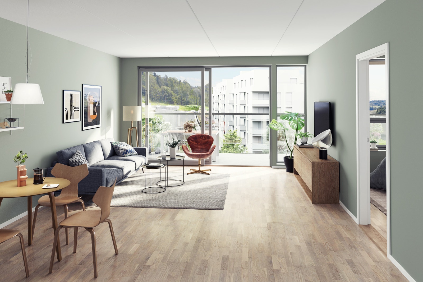 Illustrasjon - stue (2- roms) Galleribilde