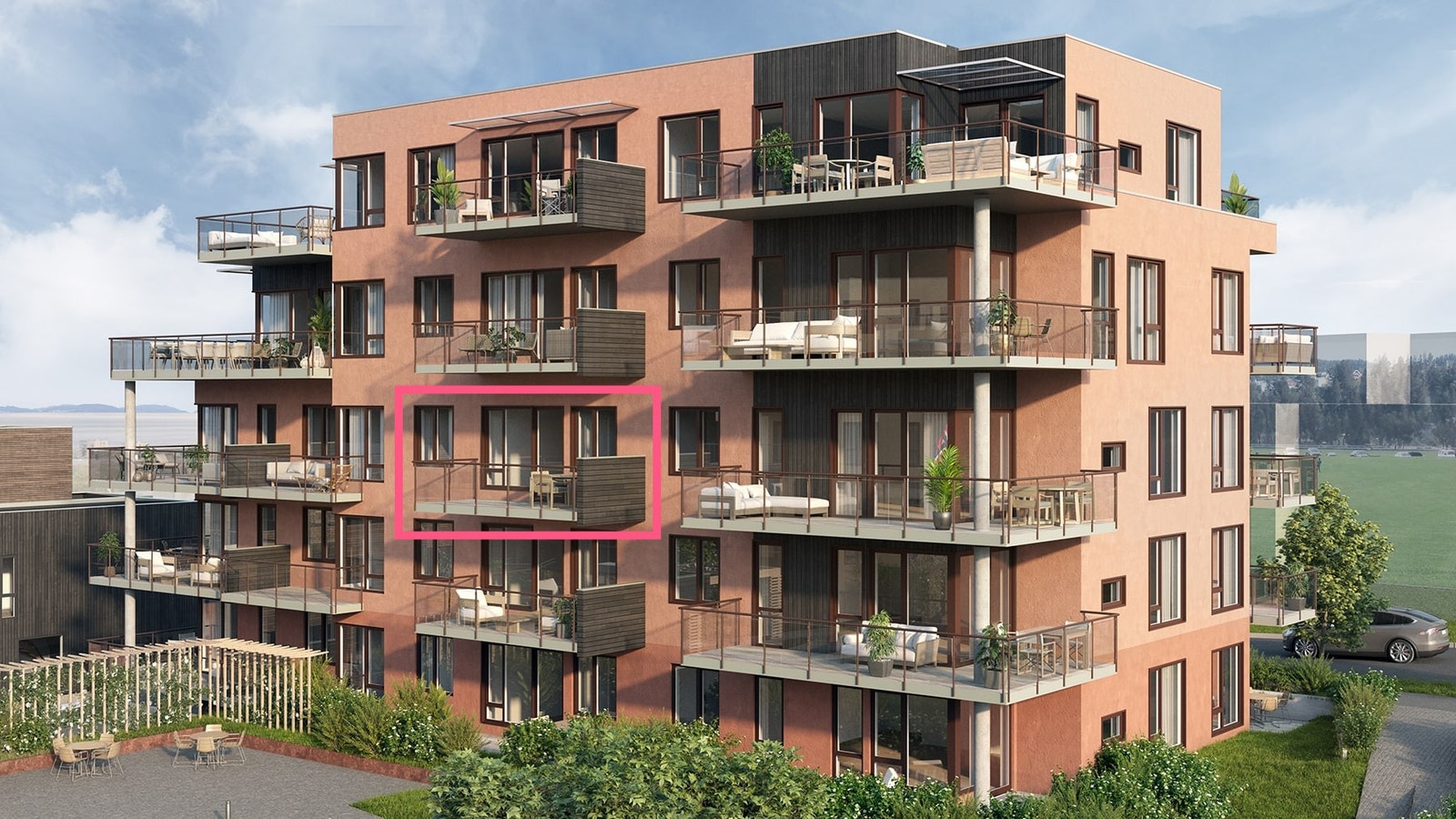 Leiligheten har en flott beliggenhet i feltet. Illustrasjon, avvik kan forekomme. Galleribilde