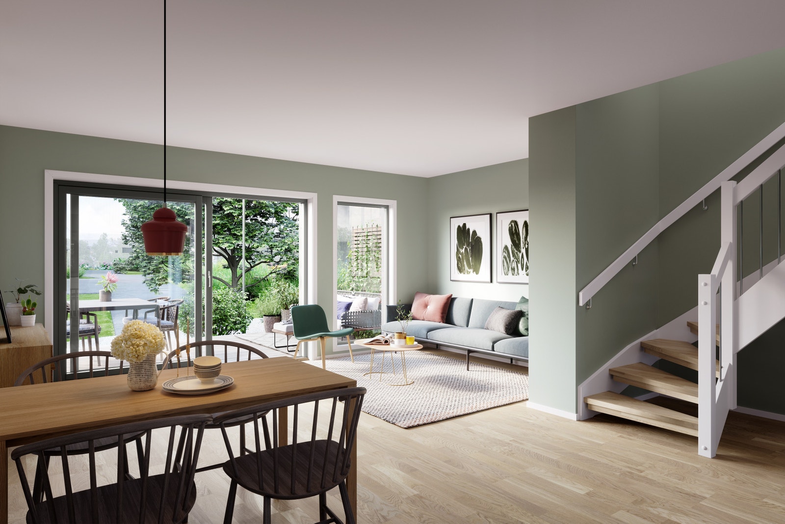 Illustrasjon - Store vindusflater - fra bolig nr. 22 Galleribilde