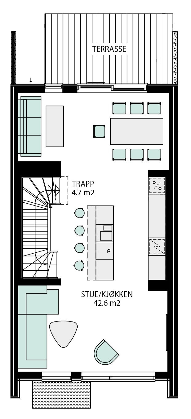 Plan 1 - nr. 34 og 38 i hus 5 Galleribilde
