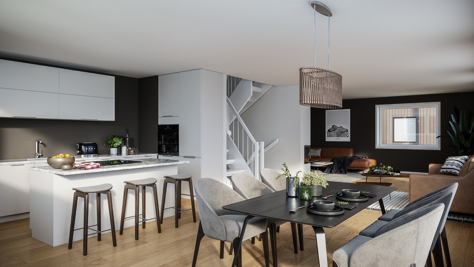 - Flotte og praktiske kjøkken levert av kvalitetsleverandøren Sigdal med fullintegrerte hvitevarer fra Miele - (Dette bilde er av kjøkken i hus D) Galleribilde