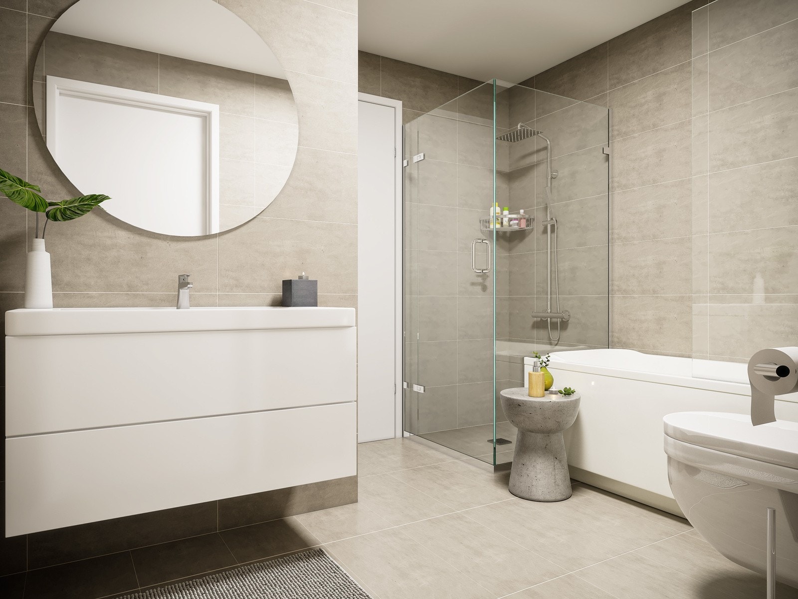 - Delikate og helflisede baderom med avsatt plass til badekar. Samtlige boliger leveres med 2 bad - Galleribilde