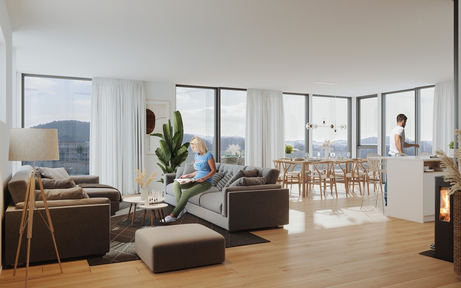 3D illustrasjon av stuen Galleribilde