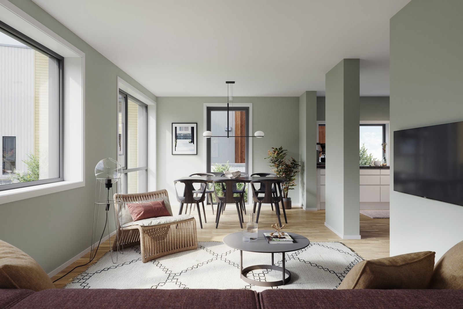 Illustrasjon - Stue/ kjøkken i bolig nr. 30 Galleribilde