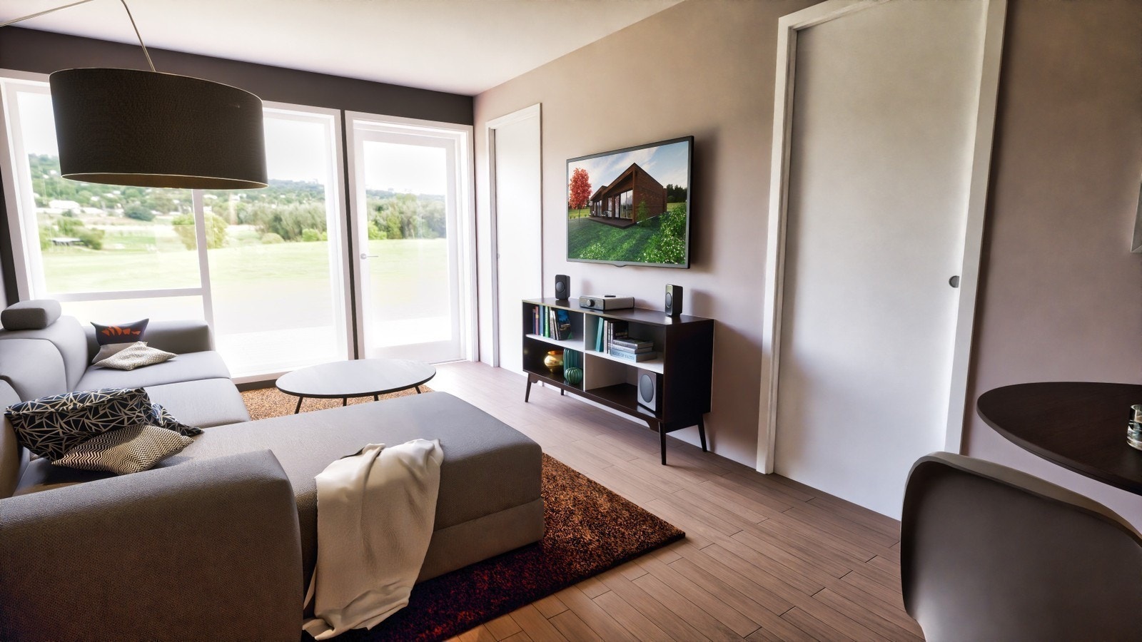 Gjennom stuen har du direkte utgang til egen platting. Detaljer i illustrasjon er til inspirasjon. Galleribilde