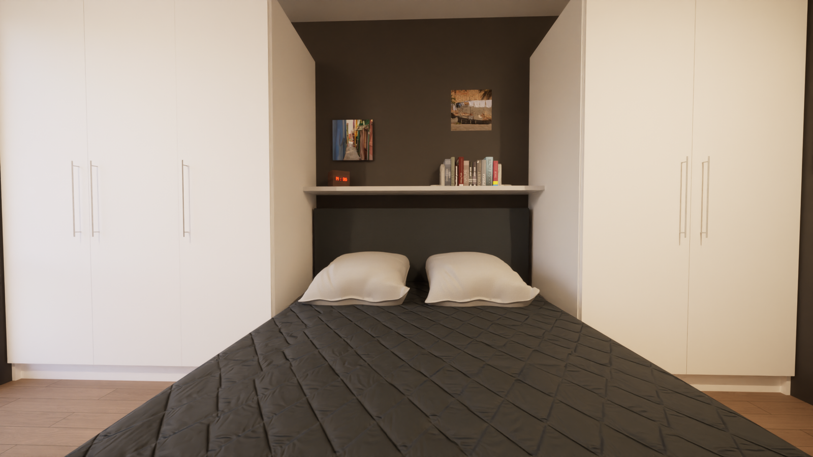 Ett av to soverom i boligen. Arealeffektiv mulighet for oppbevaring. Galleribilde