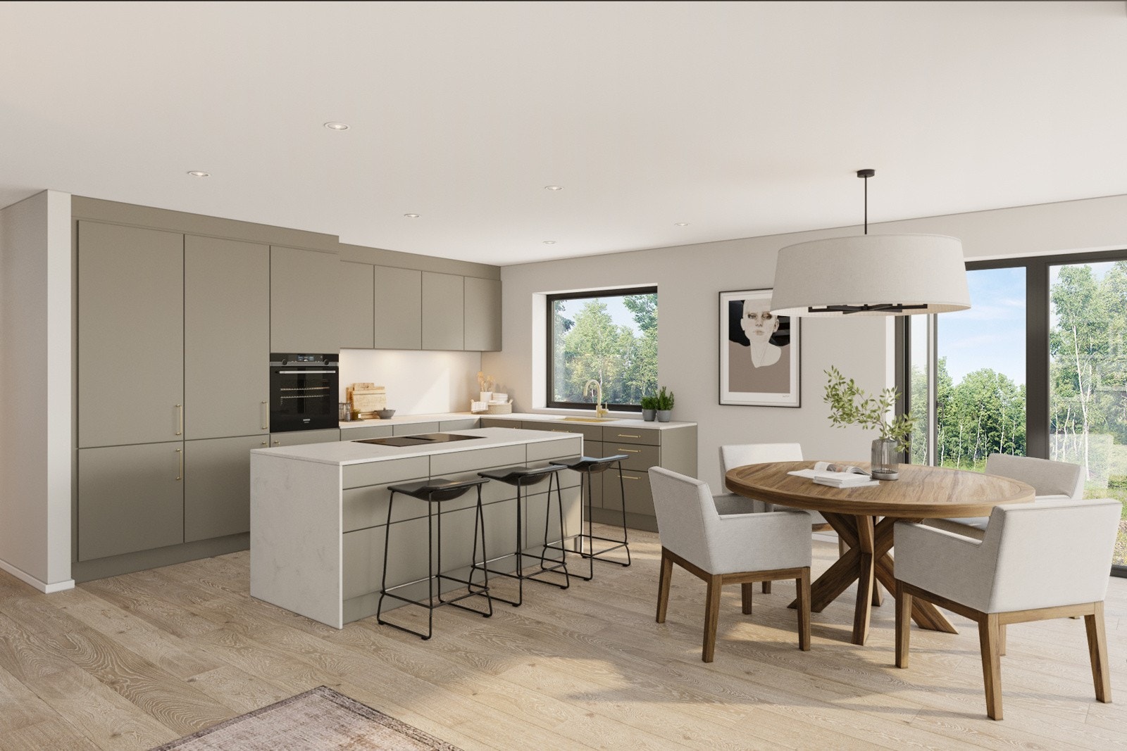 Kjøkken seksjon 4 og 5. Fasade Ullernkammen 16. Illustrasjon - avvik vil forekomme. Galleribilde