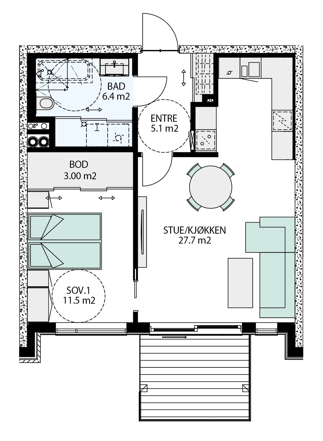 2- roms (58 m2 BRA) - 2 og 3 etasje - blokk 1 nr. 76 H0202 og 76 H0302 + blokk 2 nr. 68 H0302 Galleribilde