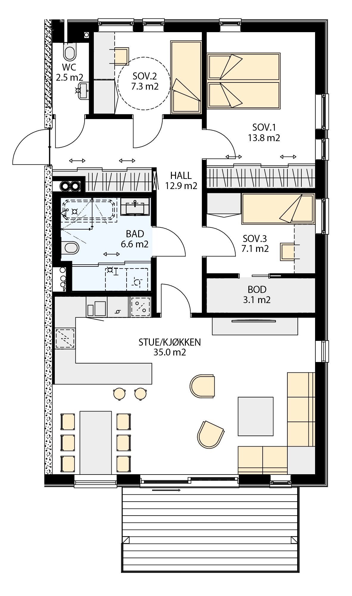 4 roms nr. 68 H0201 (2 etasje) Galleribilde