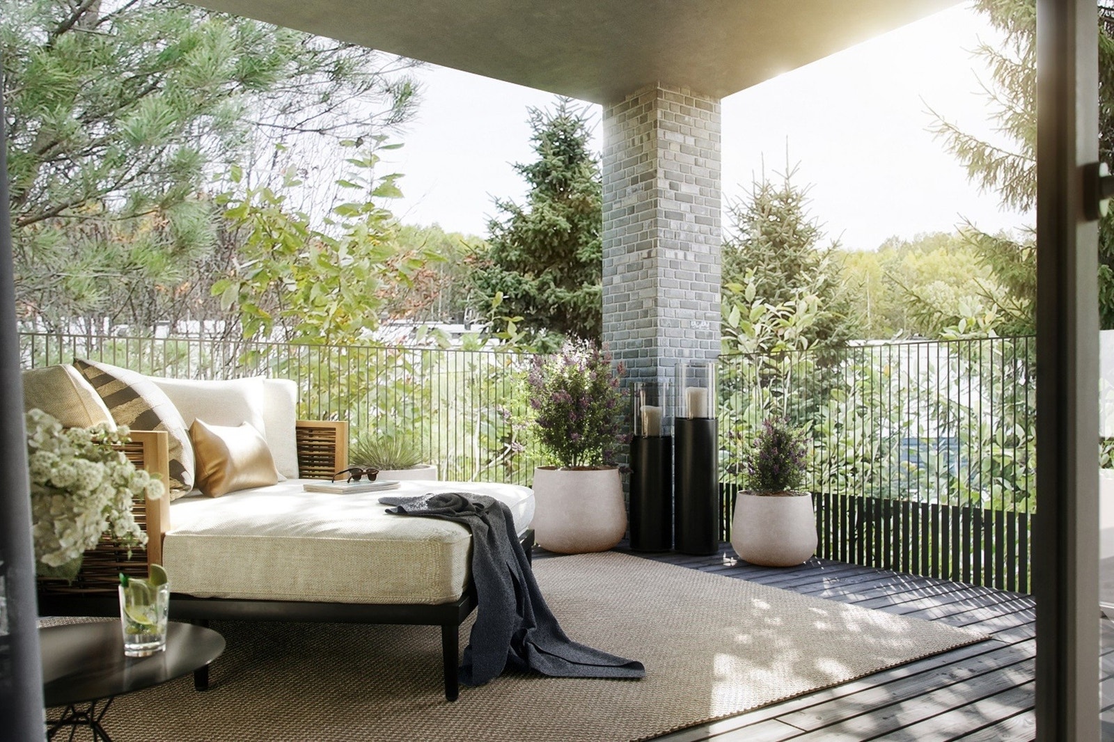 Alle leilighetene får fine uteplasser. Galleribilde