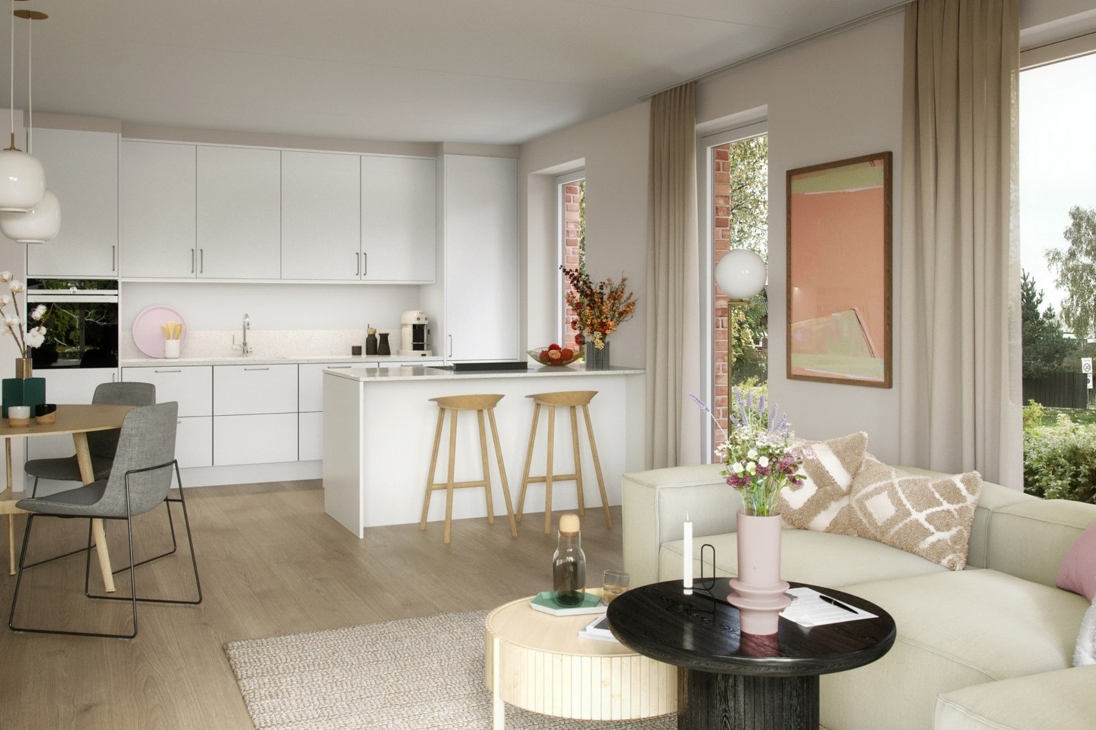 Nye leiligheter med store vindusflater. Galleribilde