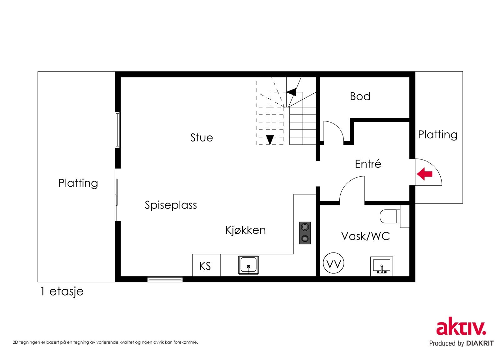 Planløsning 1.etasje eneboligene i rekke Galleribilde