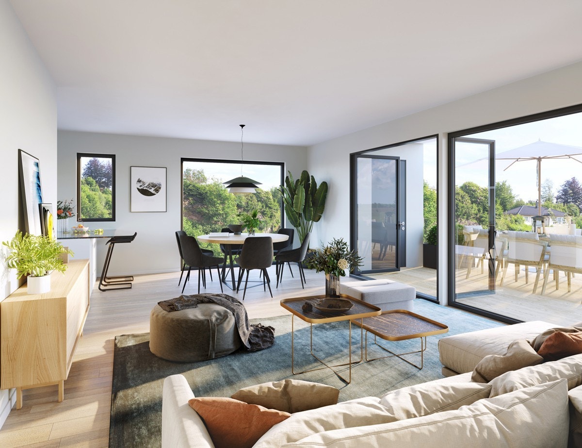 Store vindusflater bidrar til trivsel, i tillegg til å by på utsikt over nærområdene og mot sjøen. Galleribilde