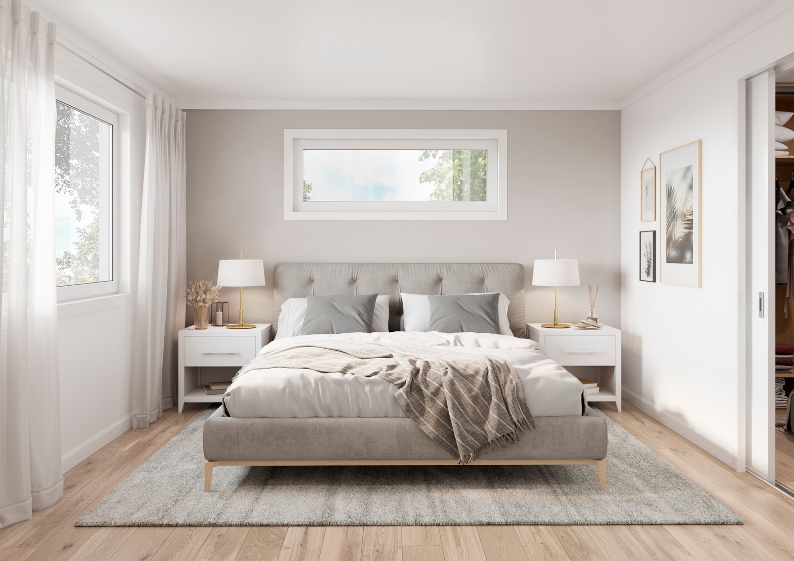 Stort soverom i 2. etg. har god plass til dobbeltseng og skyvedørsgarderobe. Galleribilde