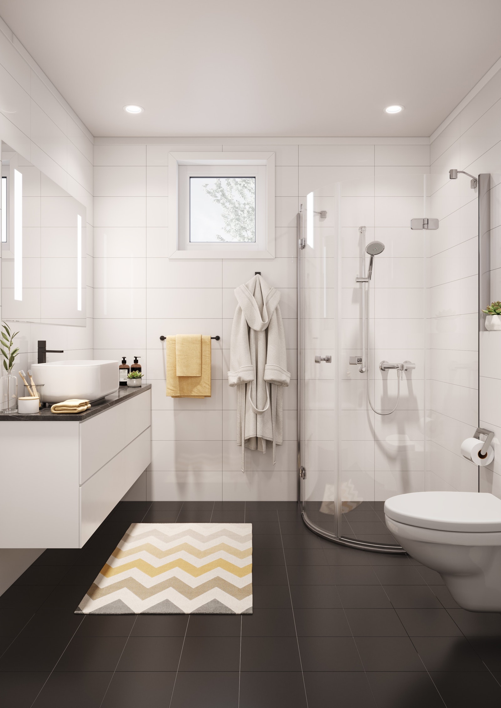 Bad i begge etasjar. Perspektivet viser bad i 1. etg. i leil. 1. Galleribilde