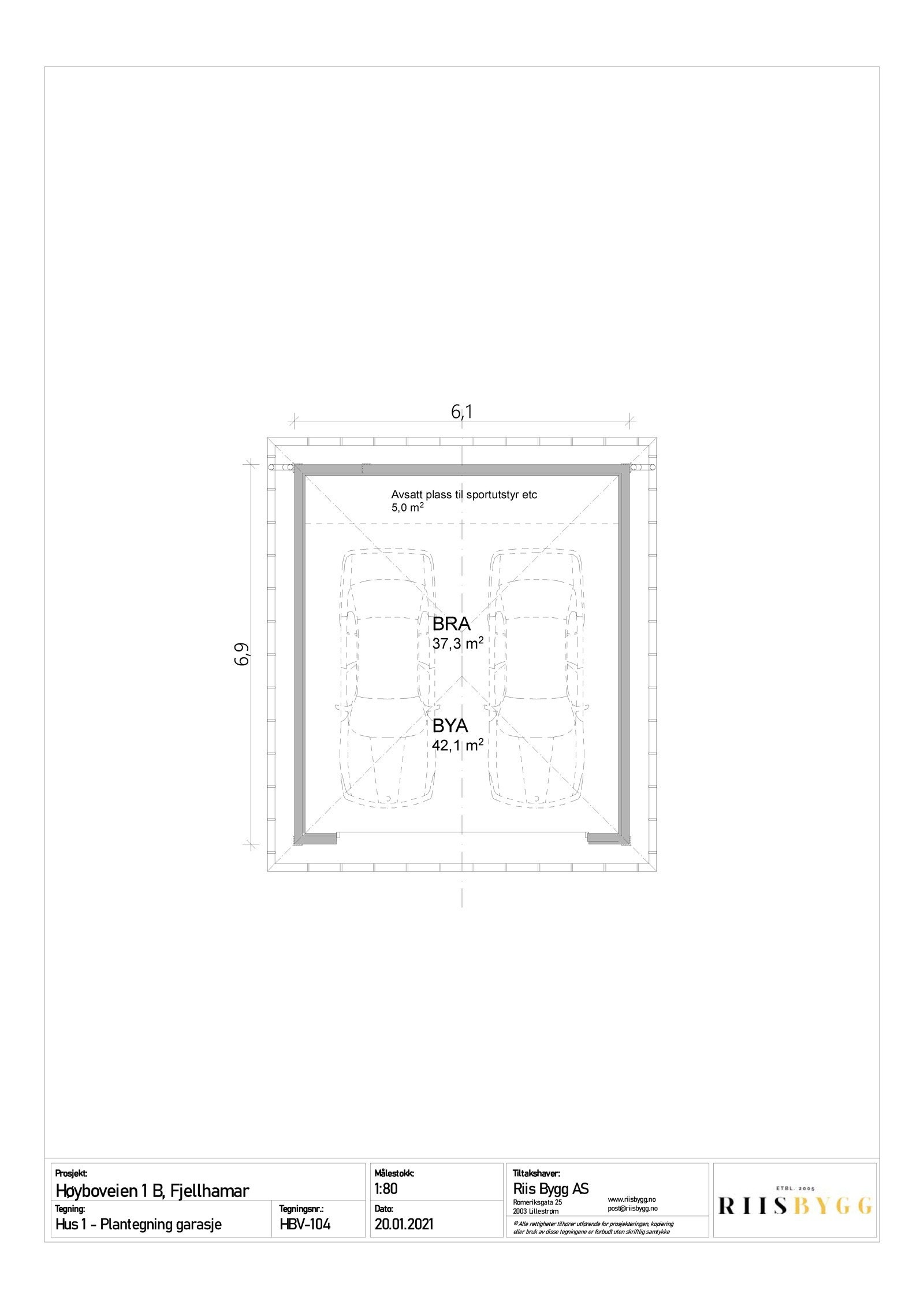 Plantegning garasje - denne kan kjøpes mot et tillegg på kr. 400.000,- Galleribilde