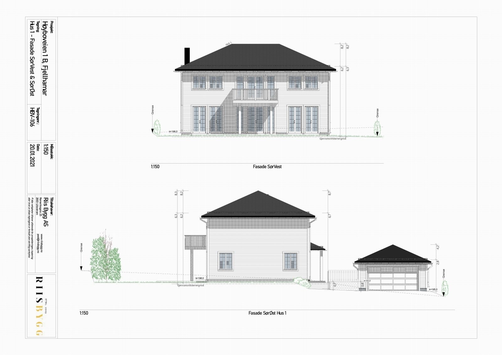 Hustegning Høyboveien 1B Galleribilde