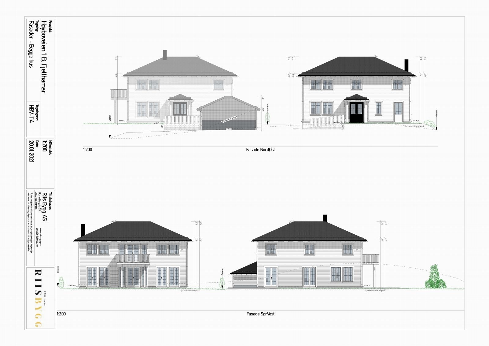 Hustegninger - Hus B og Hus C Galleribilde