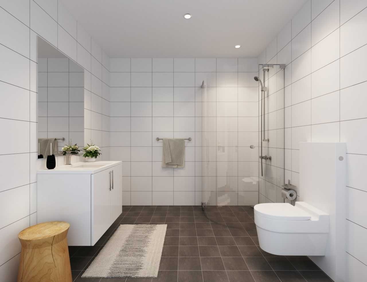 Illustrert bilde av baderom. Galleribilde