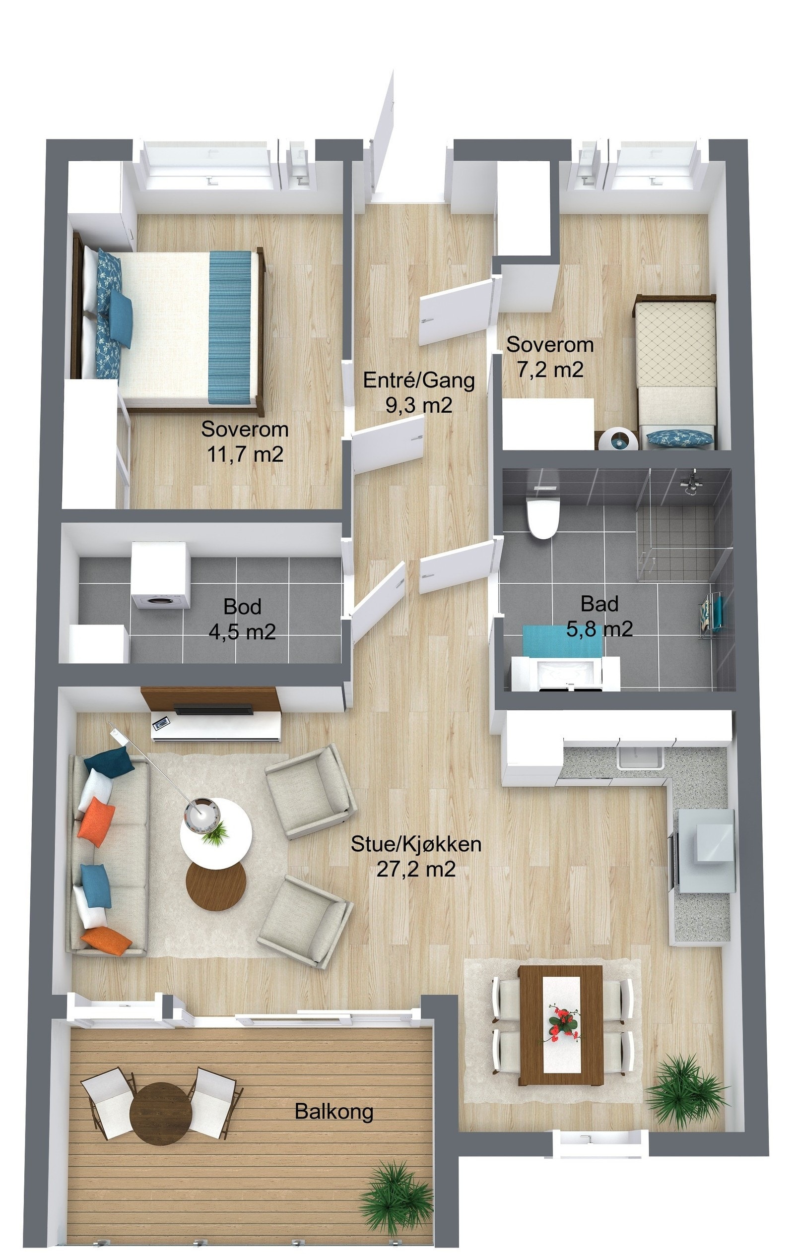 Planillustrasjon boligseksjon Galleribilde