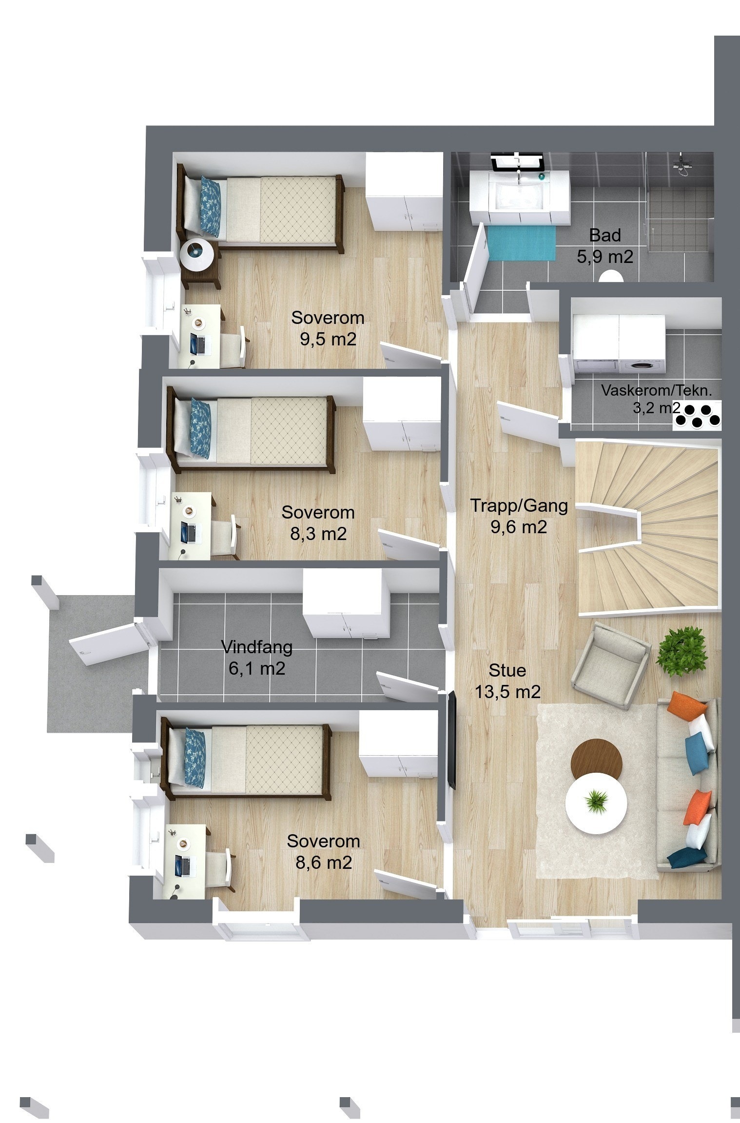 Planillustrasjon overetasje Galleribilde