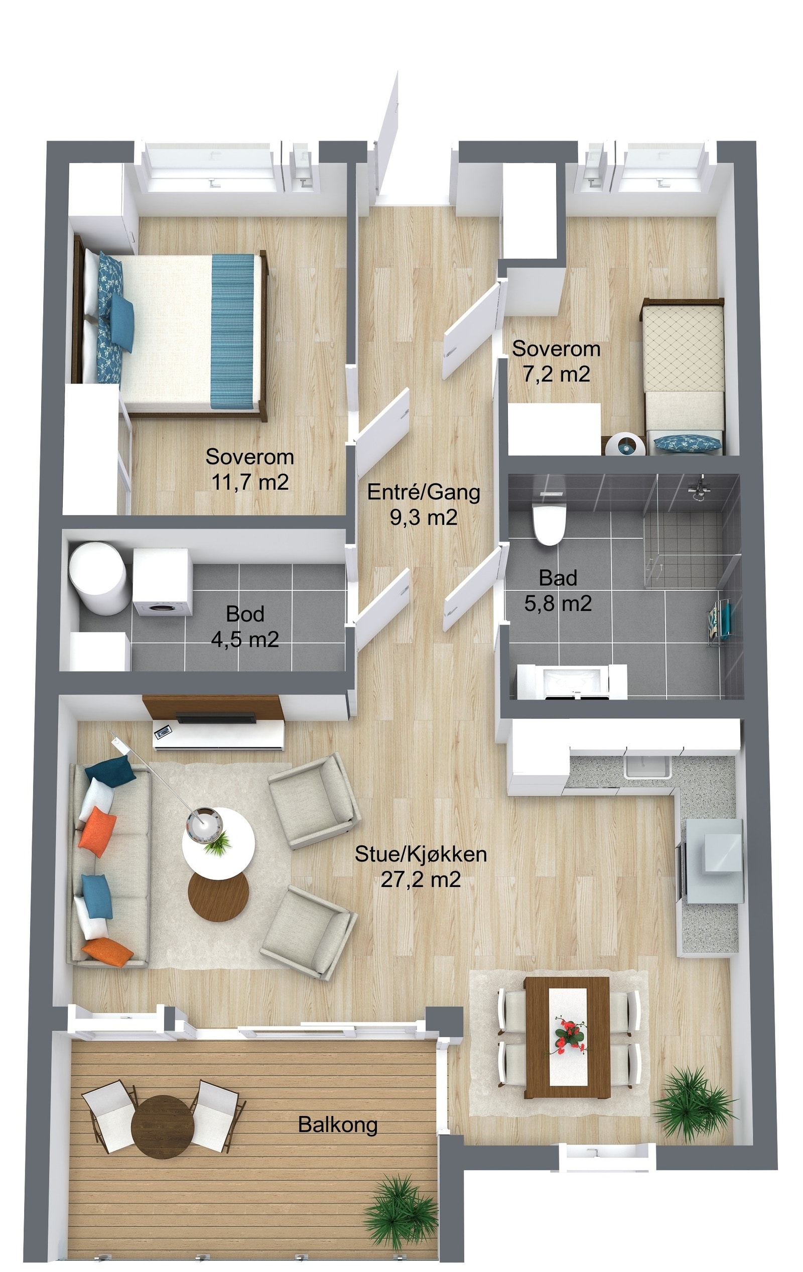 Planillustrasjon bustad Galleribilde