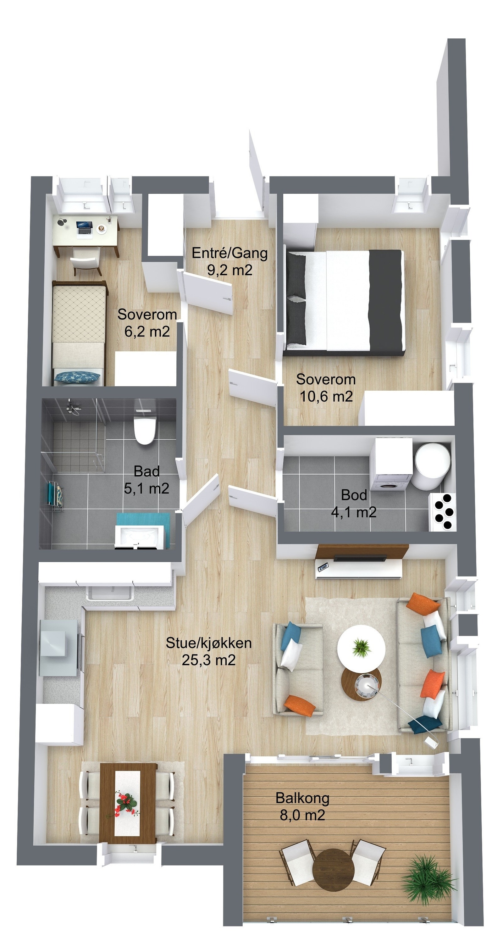 Planillustrasjon bolig Galleribilde