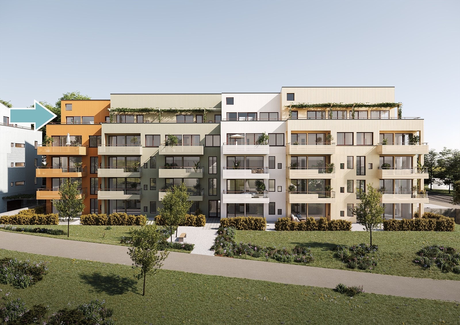 Fin tilbaketrukket beliggenhet i ende av bygget, inn fra Hellaveien Galleribilde