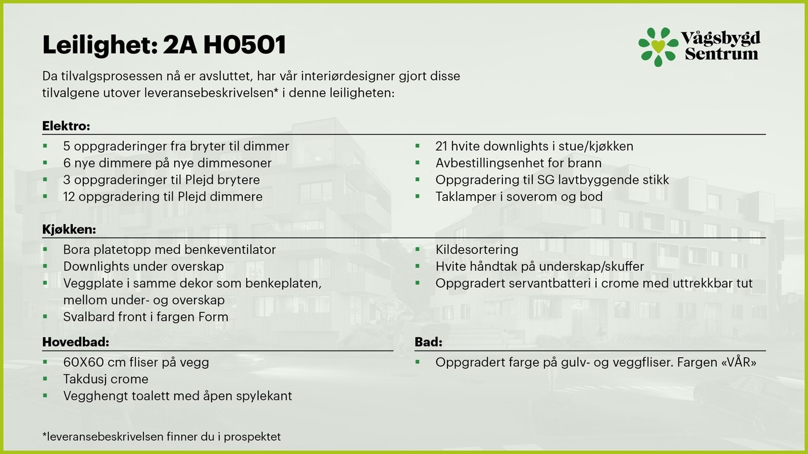 Liste over oppgraderinger gjort på denne leiligheten Galleribilde