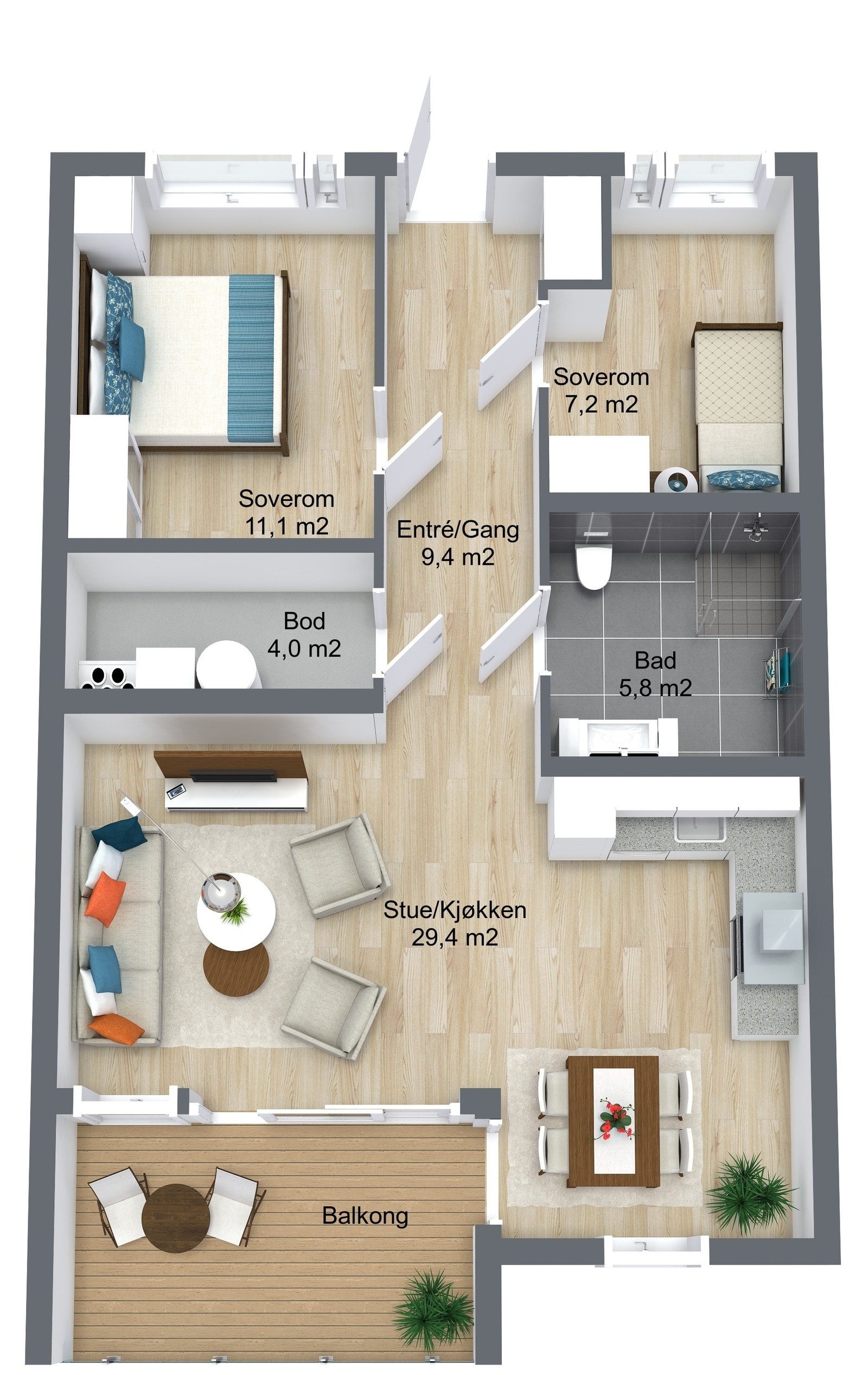 Planillustrasjon bustad Galleribilde