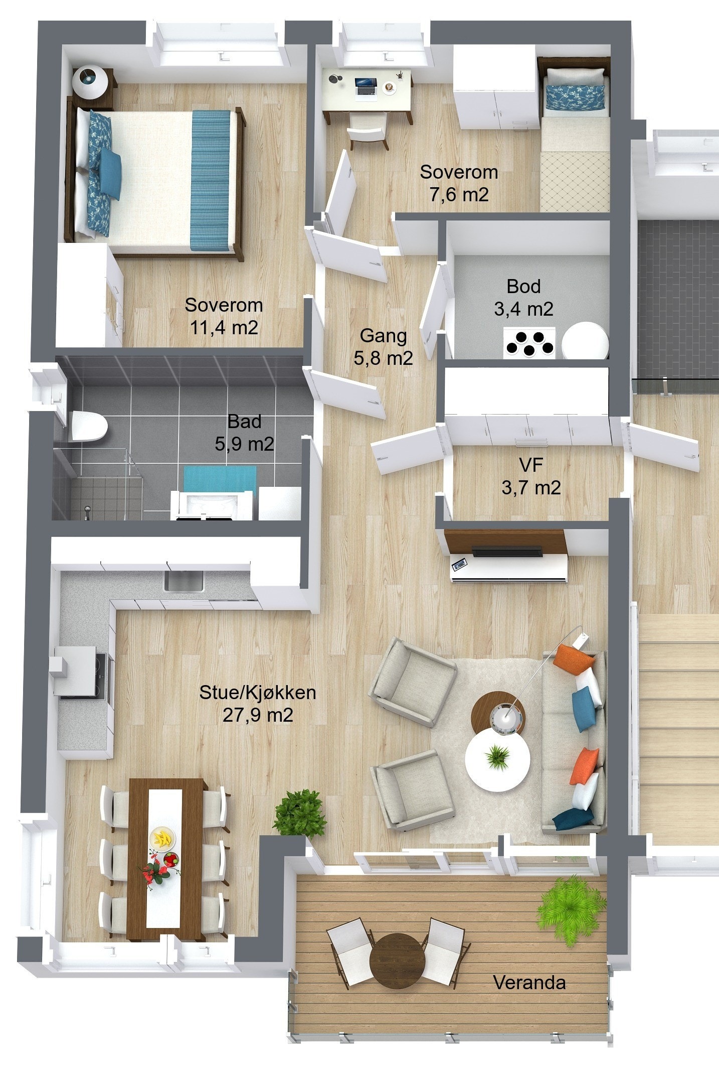 Planillustrasjon bolig Galleribilde