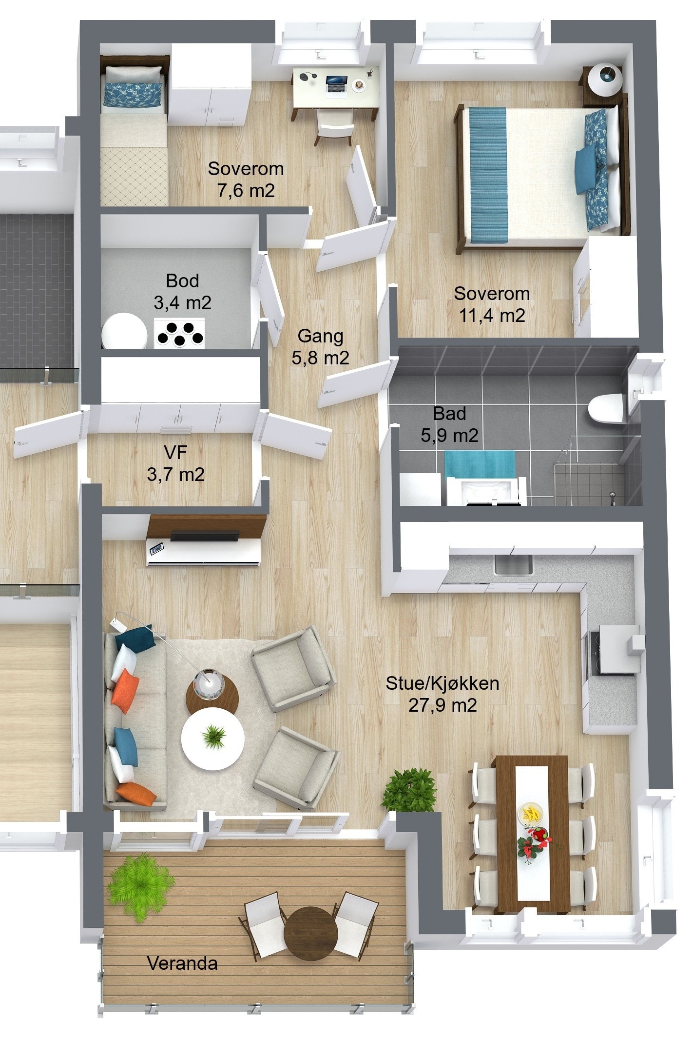 Planillustrasjon bolig Galleribilde