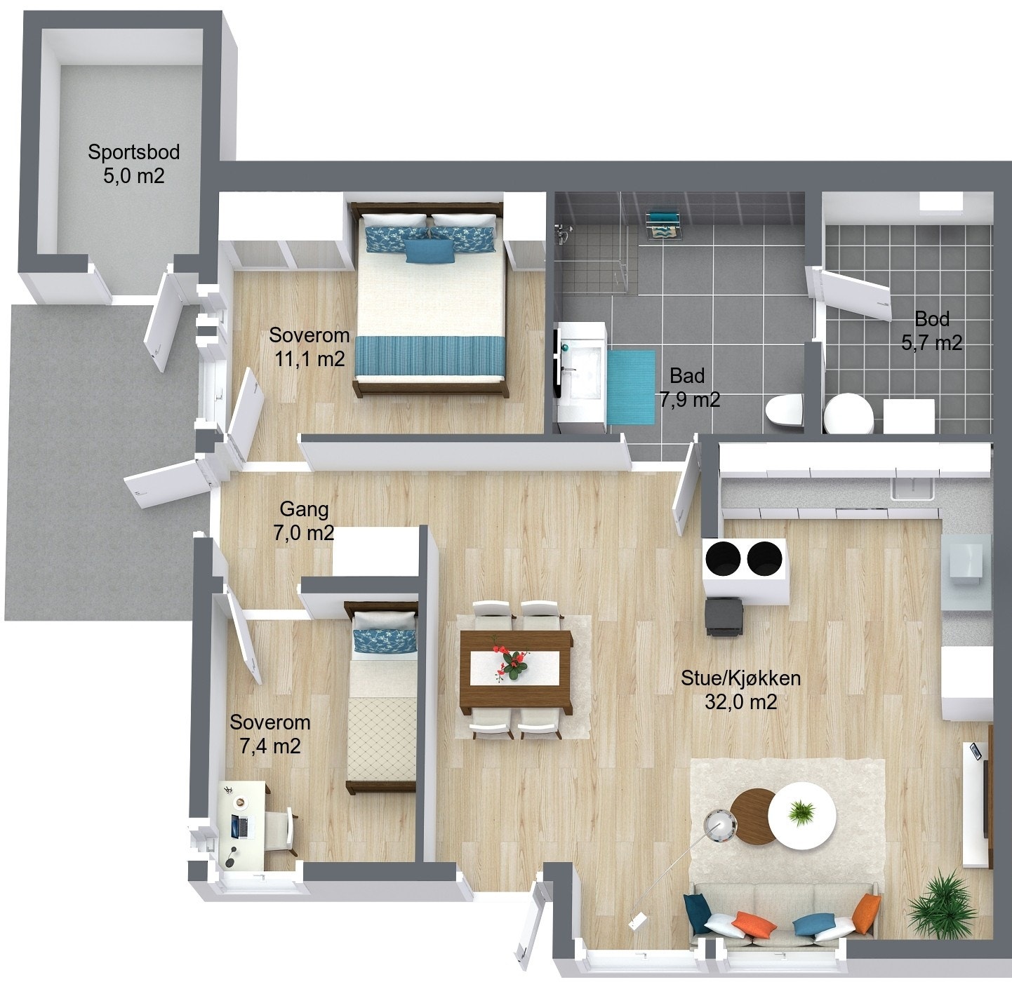 Planillustrasjon bustad Galleribilde