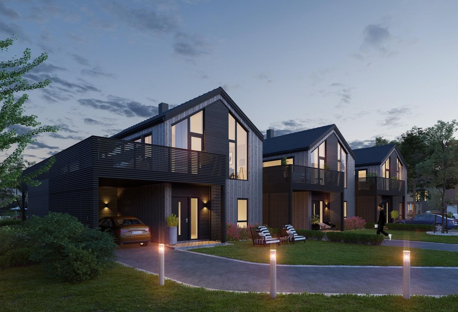 Området vil bestå av en fin sammensetning av boliger hvor du finner både eneboliger i ulike størrelser, leiligheter og en tomannsbolig. Illustrasjonsbilde, avvik kan forekomme. Galleribilde