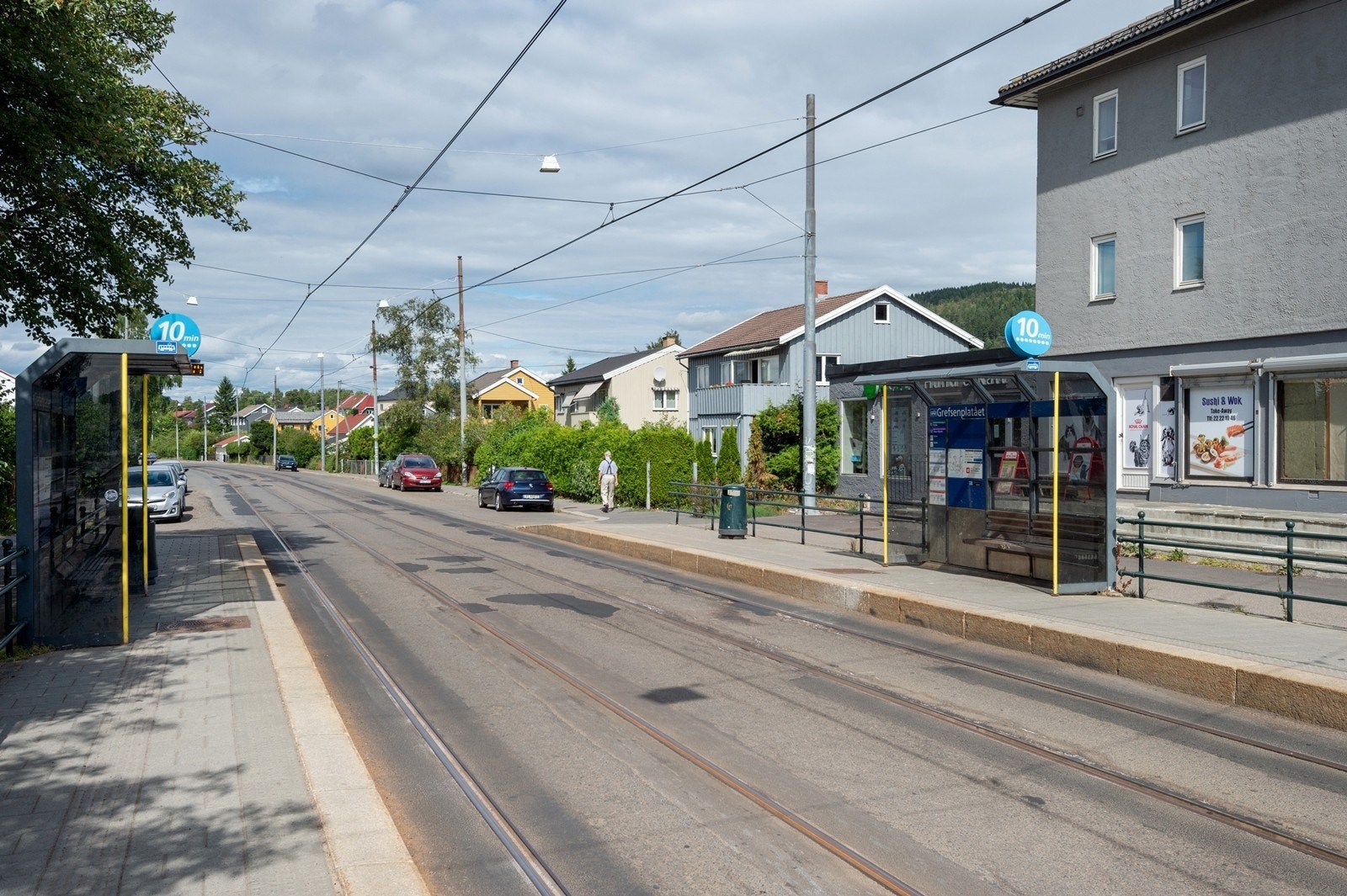 Trikkeholdeplass "Grefsenplatået" rett ved leiligheten. Galleribilde