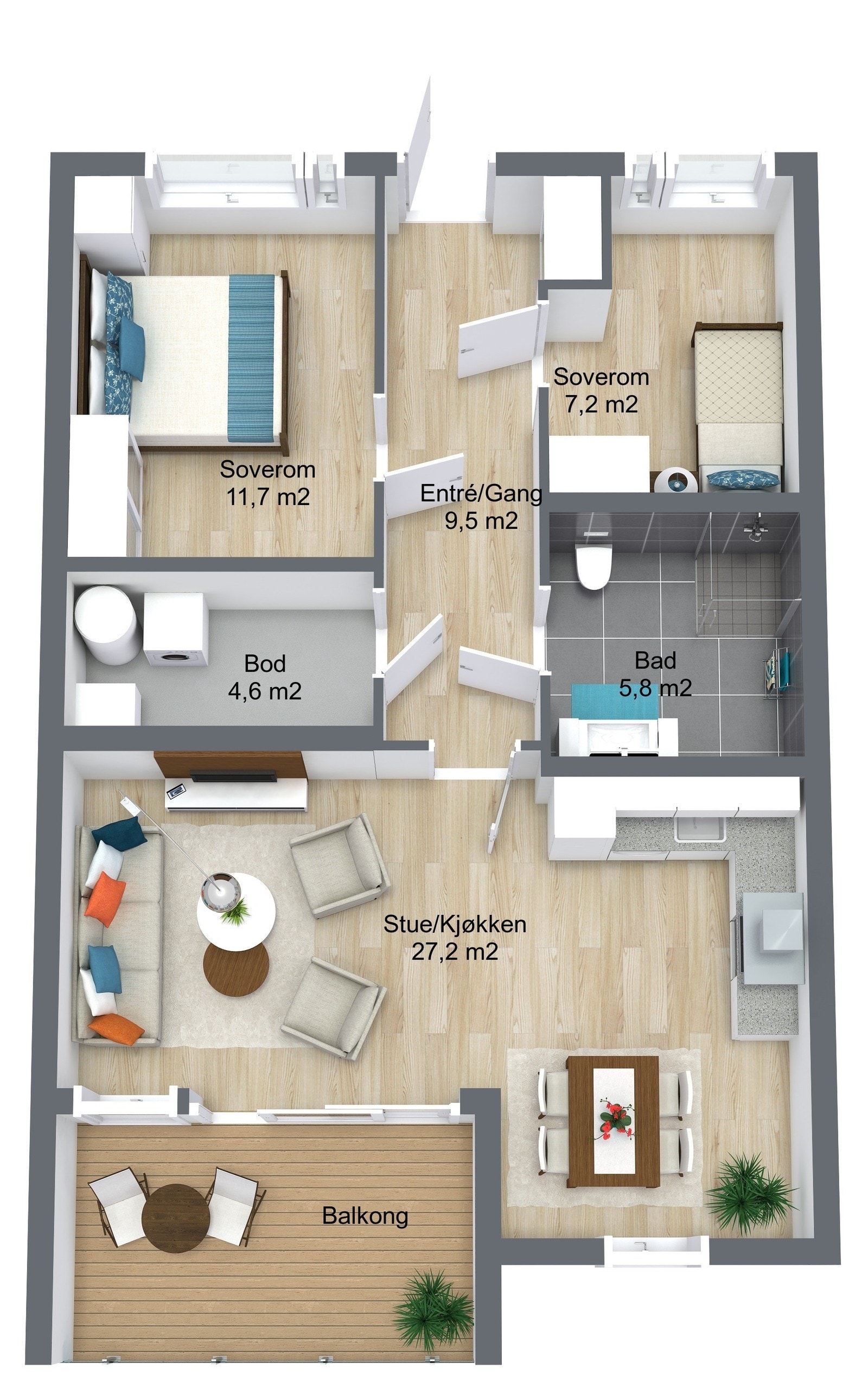 Planillustrasjon bustad Galleribilde