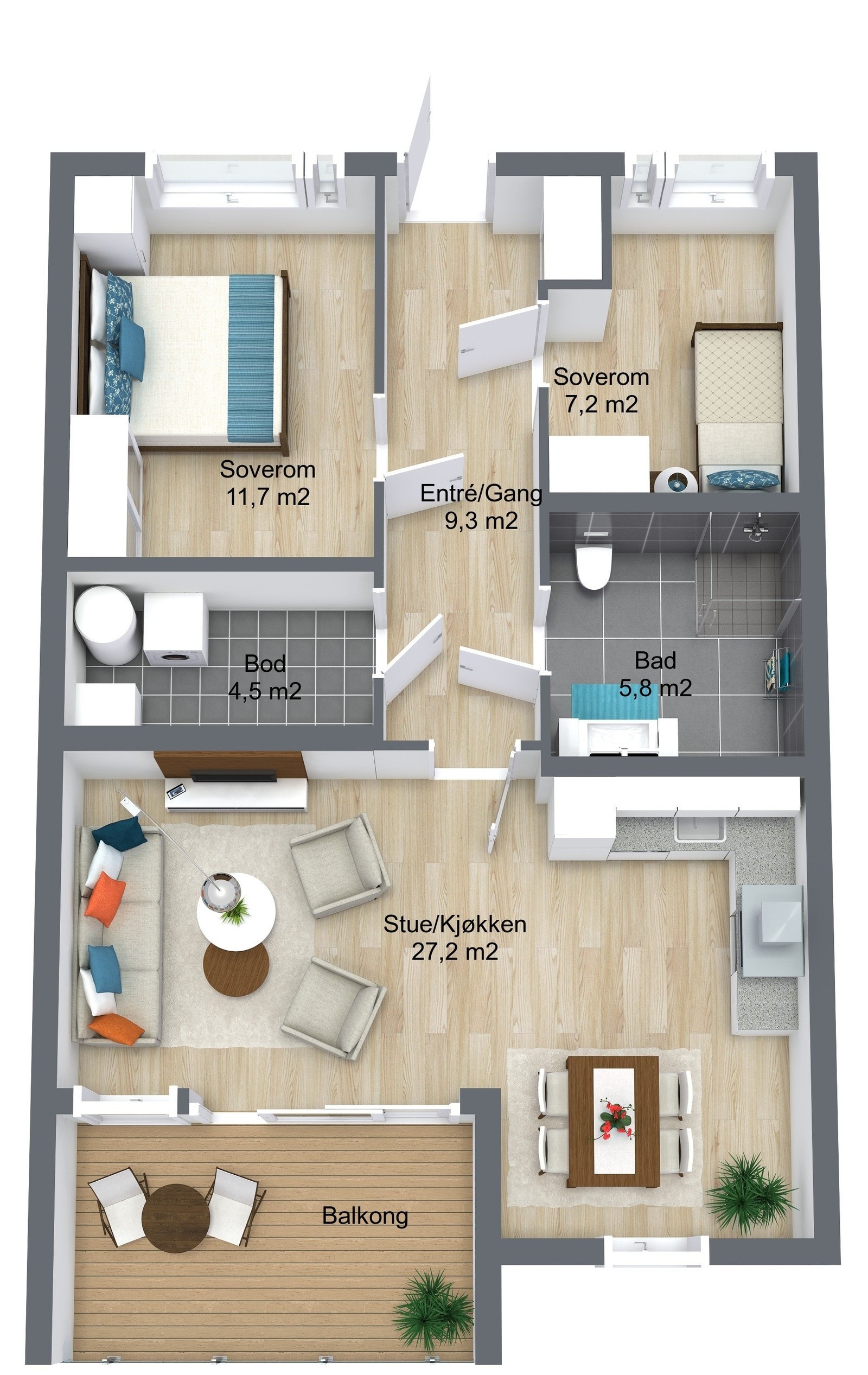 Planillustrasjon bustad Galleribilde