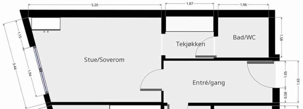 Lydissolert dør og vegg mot hoveddel Galleribilde