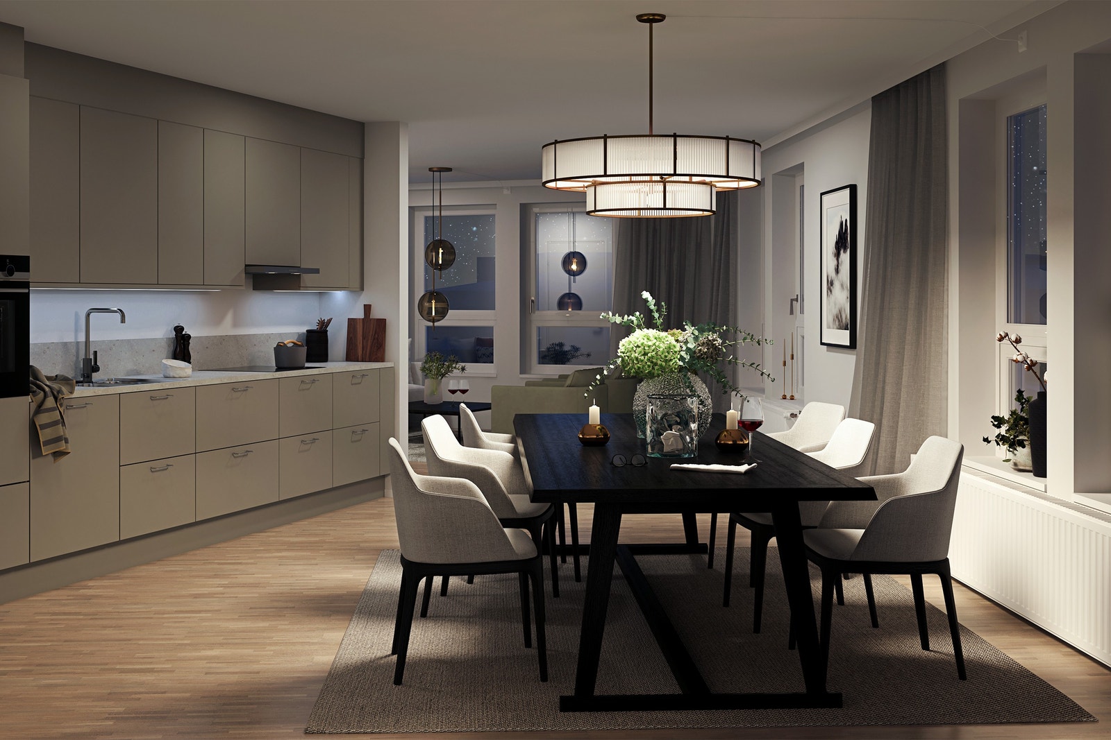 Illustrasjon av 4-roms Galleribilde